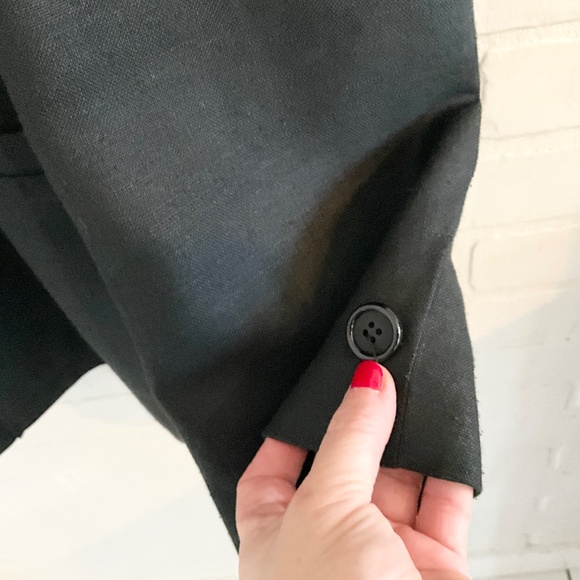 Vintage Men’s blazer overcoat Linen blend Button down Angelico Litrico Black 46L - Picture 6 of 15